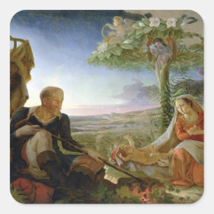 Rust op de vlucht naar Egypte, 1805-6 Vierkante Sticker
