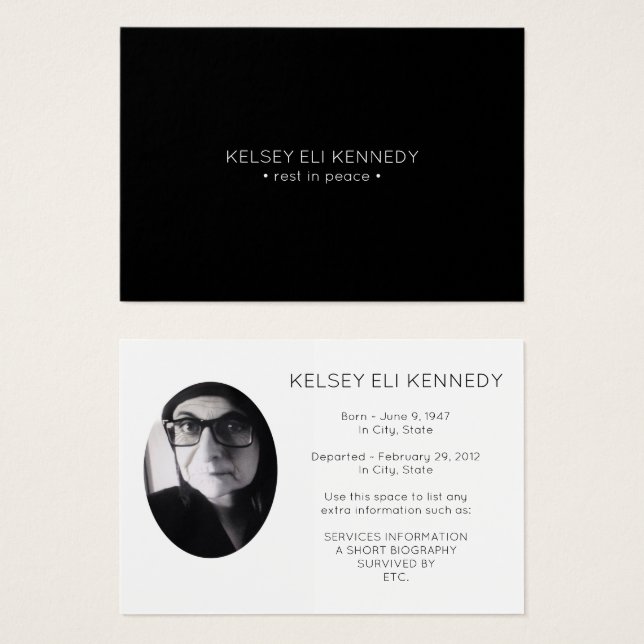 rust op de vredes - uitvaartkaart visitekaartjes (Voorkant /achterkant)