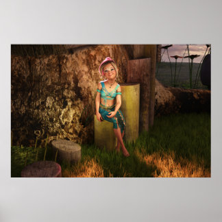 Rust op een stump DAZ Studio Digitale Kunst Poster