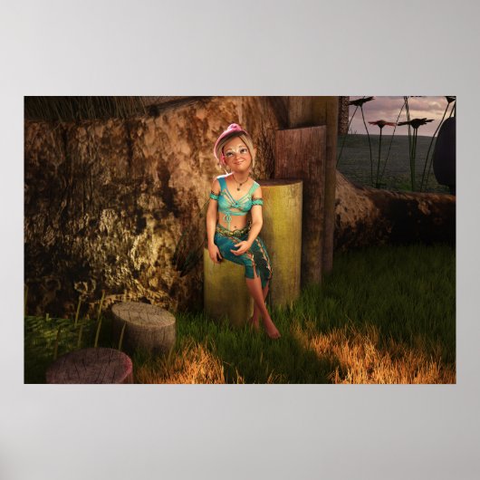 Rust op een stump DAZ Studio Digitale Kunst Poster (Voorkant)