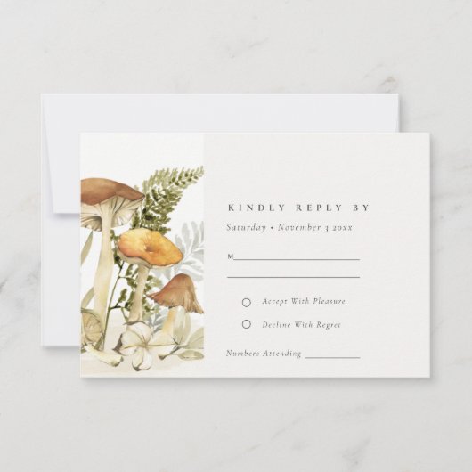 Rust Orange Champagne Fern Foliage Mariage RSVP (Devant)