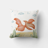 Rust Orange Dinosaur Nursery Pillow Cute Pterodact Kussen (Voorkant)