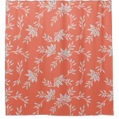 Rust Orange Et Gris Floral Motif Douche Rideau (Devant)