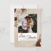 Rust Orange & Pêcher Floral Amour & Merci Mariage (Devant)