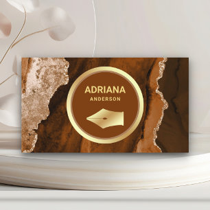 Rust Oranje Agate Lawyer Attorney Gold Pen Nib Visitekaartje