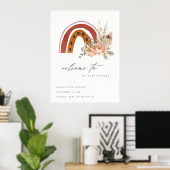 Rust Oranje Boho Flora Rainbow Baby shower Welkom Poster (Thuiskantoor)