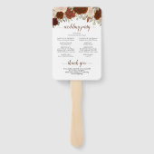 Rust Oranje Floral Elegant Wedding Programme Handwaaier (Achterkant)