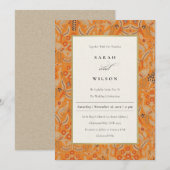  Rust Oranje Floral Peacock Wedding Invite Bedankkaart (Voorkant / Achterkant)