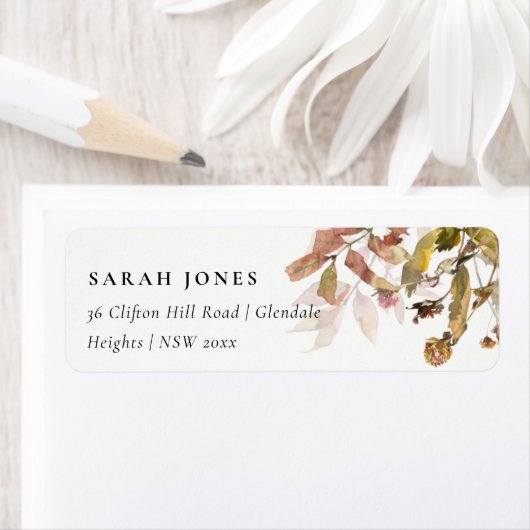 Rust Oranje Herfst Boom Branch Foliage Adres Etiket (Insitu)