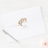 Rust Oranje Herfst Boom Rust Monogram Weddenschap Ronde Sticker (Envelop)
