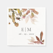 Rust Oranje Herfst Boom Rust Monogram Weddenschap Servet (Voorkant)