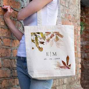 Rust Oranje Herfst Boom Rust Monogram Weddenschap Tote Bag
