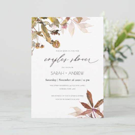 Rust Oranje Herfst - Branch Couples Shower Bedankkaart (Staand voorkant)