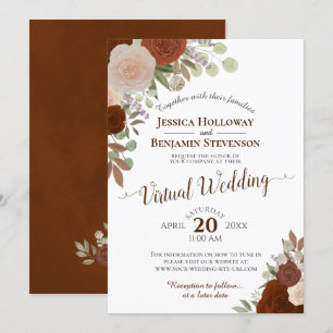 Rust Oranje Herfst Waterverf Floral Virtual Weddin Kaart