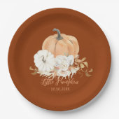 Rust Oranje Little Pumpkin-Baby shower Papieren Bordje (Voorkant)