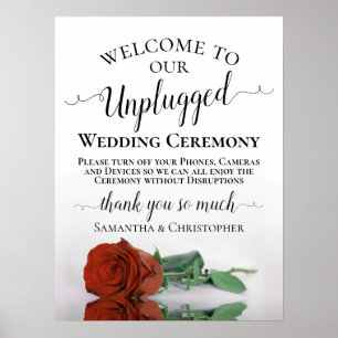 Rust Oranje Roos Chic Unplugged Wedding Ceremony Poster