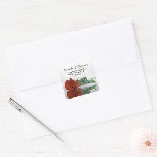 Rust Oranje Roos Return Address Envelope Seal Vierkante Sticker