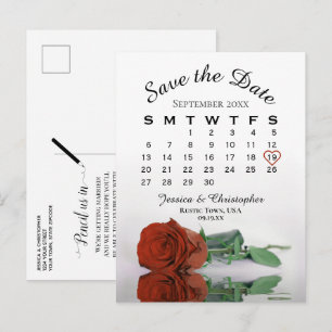 Rust Oranje Roos Wedding Calendar sparen de Datum Aankondigingskaart