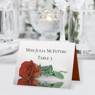 Rust Oranje Roos Wedding DIY Fold Place Card Kaart