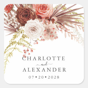 Rust Oranje Terracotta Floral Wedding Labels