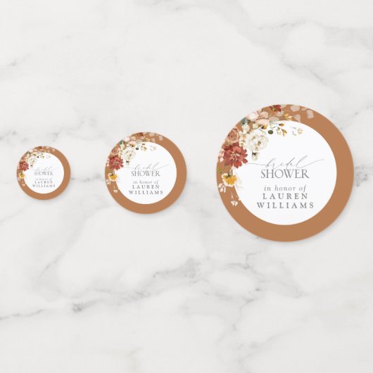 Rust Oranje Waterverf Floral Vrijgezellenfeest Confetti (Voorkanten)