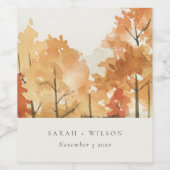 Rust Oranje Yellow Autumn Herfst Tree Wedding Wijn Etiket (Enkel label)