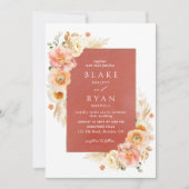 Rust, peach Blush en Cream Floral Chic Wedding Kaart (Voorkant)