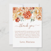 Rust Perzik Bloemen Vrijgezellenfeest Dank u kaart (Voorkant)
