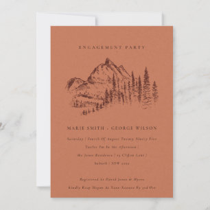 Rust Pine Bossen Mountain Sketch Verloving Invite Bedankkaart