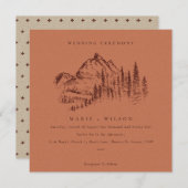 Rust Pine Bossen Mountain Sketch Wedding Invite Bedankkaart (Voorkant / Achterkant)