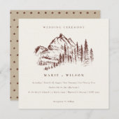 Rust Pine Bossen Mountain Sketch Wedding Invite Bedankkaart (Voorkant / Achterkant)