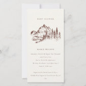 Rust Pine Mountain Sketch Baby shower Invite Bedankkaart (Voorkant)