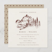Rust Pine Mountain Sketch Couples Shower Invite Bedankkaart (Voorkant / Achterkant)