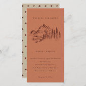 Rust Pine Woods Mountain Sketch Wedding Invitation (Devant / Derrière)