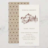 Rust Pine Woods Mountain Sketch Wedding Invitation (Devant / Derrière)