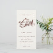 Rust Pine Woods Mountain Sketch Wedding Invitation (Debout devant)