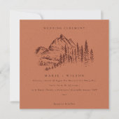 Rust Pine Woods Mountain Sketch Wedding Invitation (Devant)