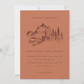 Rust Pine Woods Mountain Sketch Wedding Invitation (Devant)