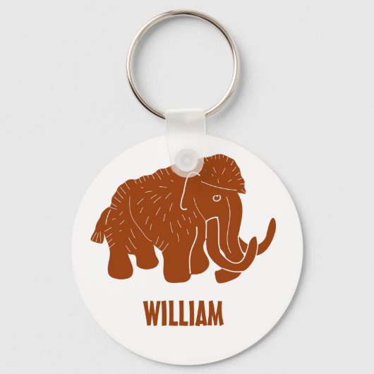 Rust Red Cartoon Wooly Mammoth, gepersonaliseerd Sleutelhanger (Voorkant)