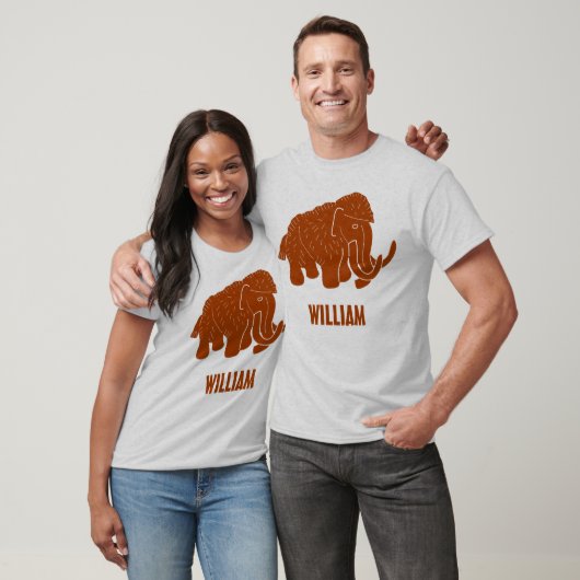 Rust Red Cartoon Wooly Mammoth, gepersonaliseerd T-shirt (Unisex)