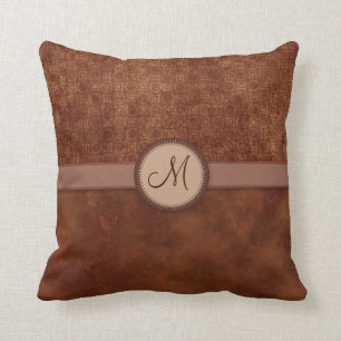 Rust Red Coin Pattern met Monogram Kussen