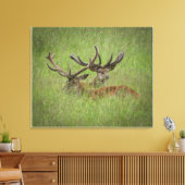Rust Red Deer in Tall Grass Canvas Afdruk (Insitu (Woonkamer))