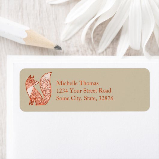 Rust Red en ivory Foxes Etiket (Insitu)