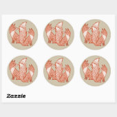 Rust Red en ivory Foxes Ronde Sticker (Vel)