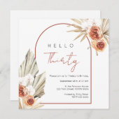 Rust Red Flowers Verjaardag uitnodiging (Voorkant / Achterkant)