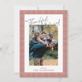 Rust Red Gingham Dankbaar & Gezegende Thanksgiving Kaart (Voorkant)