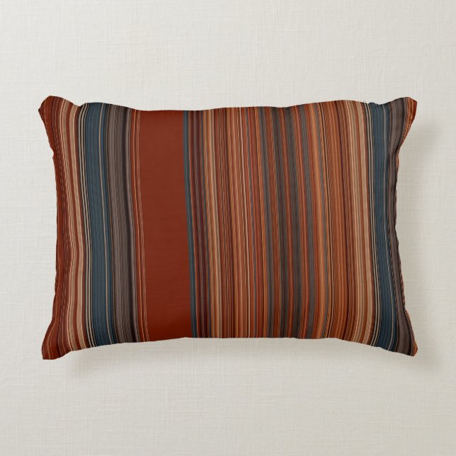 Rust Red Grey Stripes Accent Kussen (Voorkant)