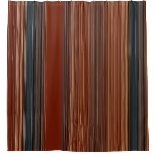 Rust Red Grey Stripes Douchegordijn (Voorkant)
