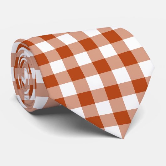 Rust Red Plaid Gingham Neck Tie Stropdas (Opgerold)