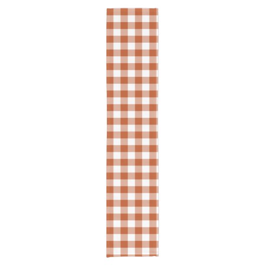 Rust Red Plaid Gingham Table Runner Korte Tafelloper (Voorkant)